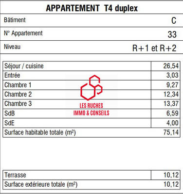 Duplex - 75 m² - 4 pièces