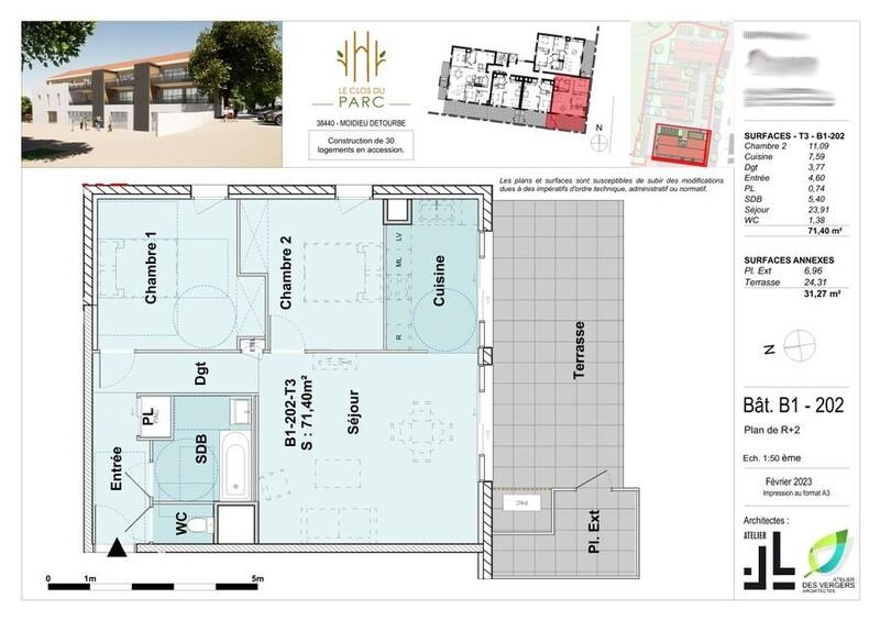 Appartement - 72 m² - 3 pièces