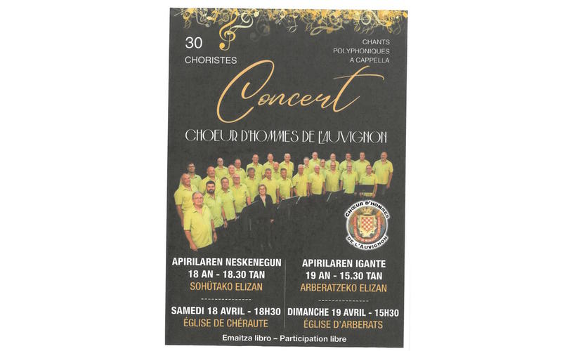 Concert : choeur d'hommes de l'Auvignon