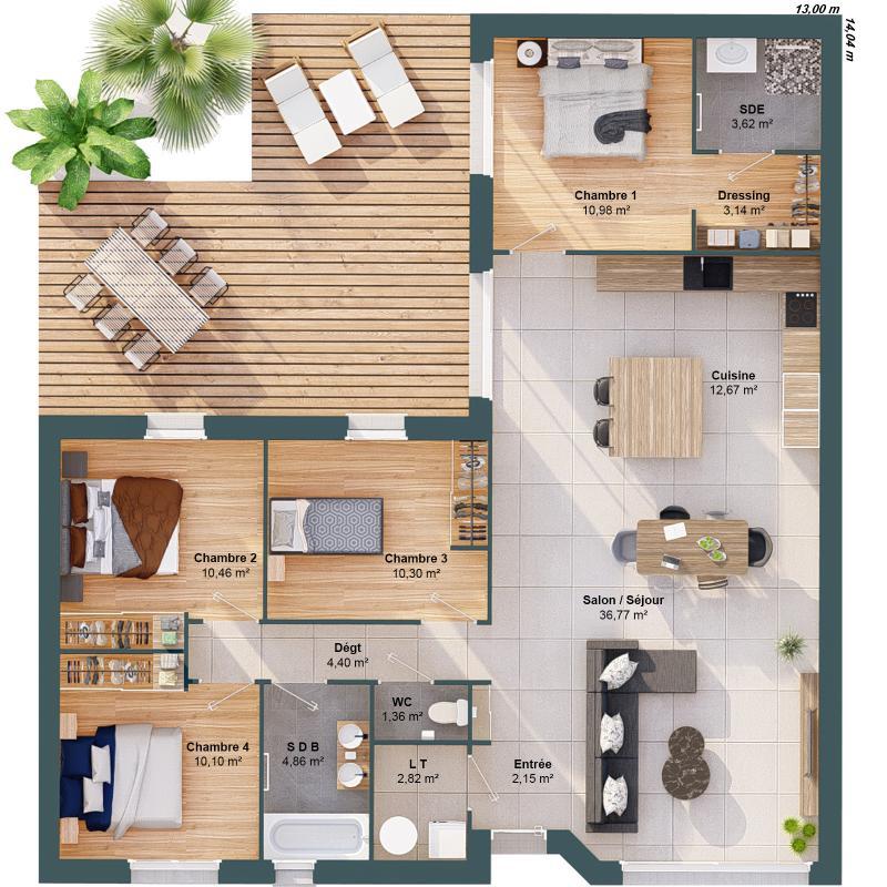 Maison - 114 m² - 6 pièces