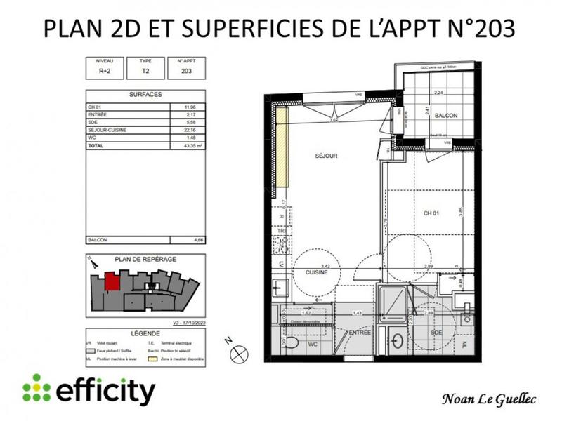 Appartement - 43 m² - 2 pièces