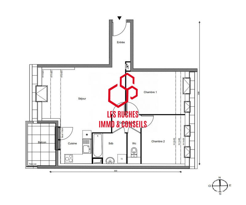 Appartement - 60 m² - 3 pièces