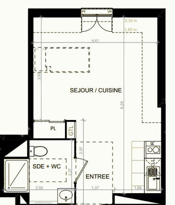 Appartement - 26 m² - 1 pièce