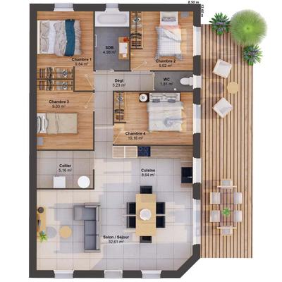 Maison - 96 m² - 6 pièces