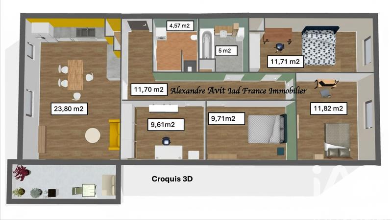 Appartement - 88 m² - 5 pièces