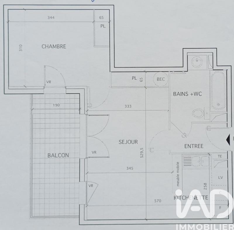 Appartement - 45 m² - 2 pièces