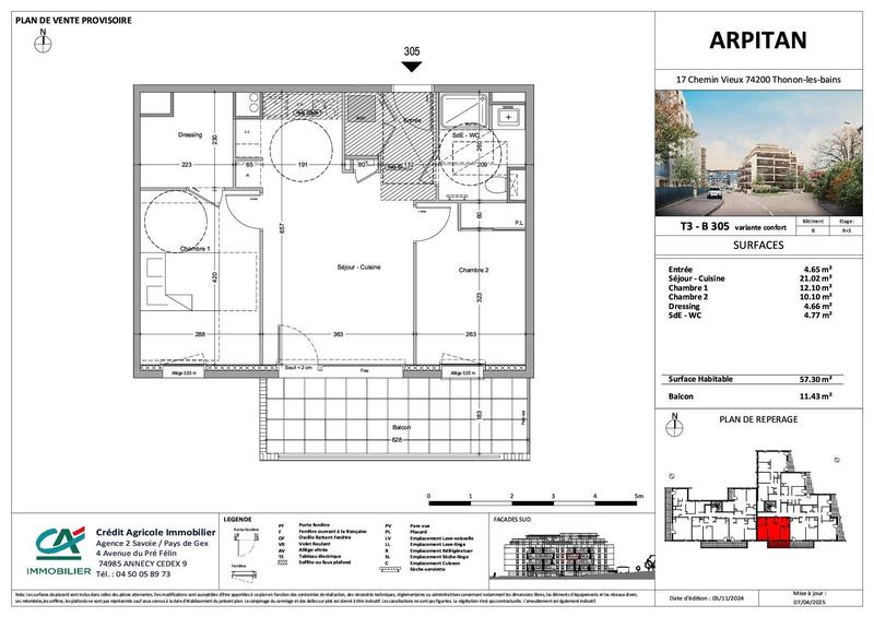 Appartement - 57 m² - 3 pièces
