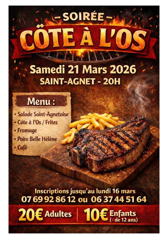 Soirée côte à l'os à Saint Agnet