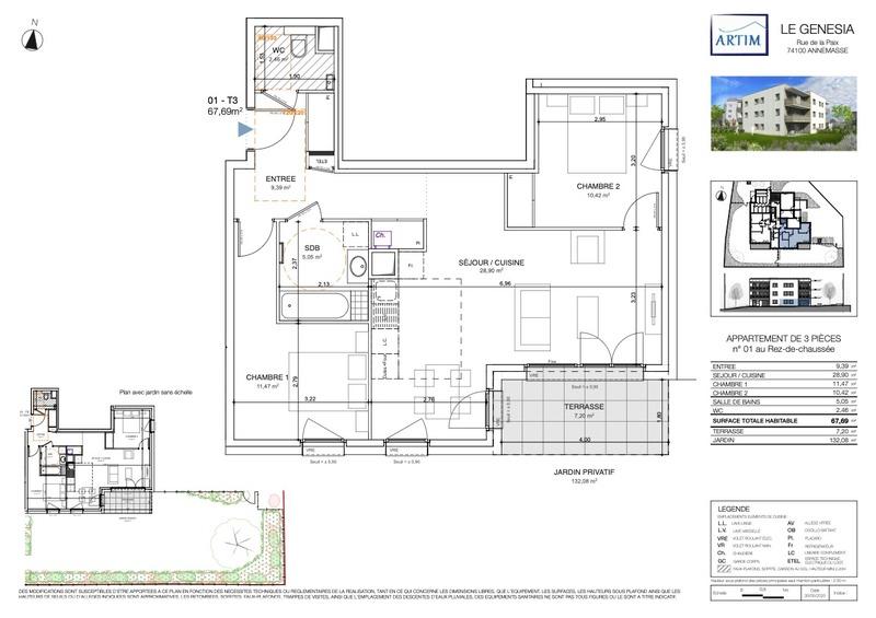 Appartement - 68 m² - 3 pièces