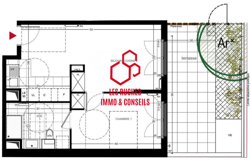 Appartement - 45 m² - 2 pièces