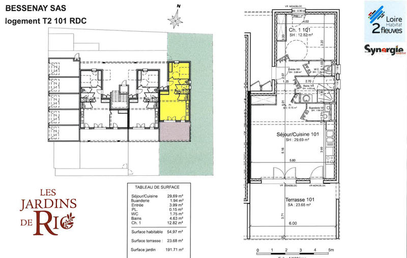 Appartement - 54 m² - 2 pièces