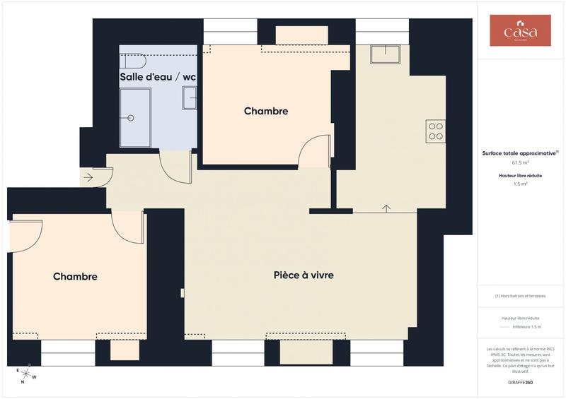 Appartement - 61 m² - 3 pièces