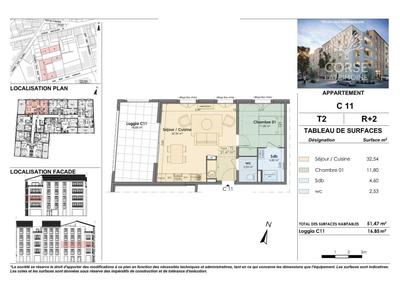 Appartement - 51 m² - 2 pièces
