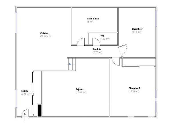 Appartement - 56 m² - 3 pièces