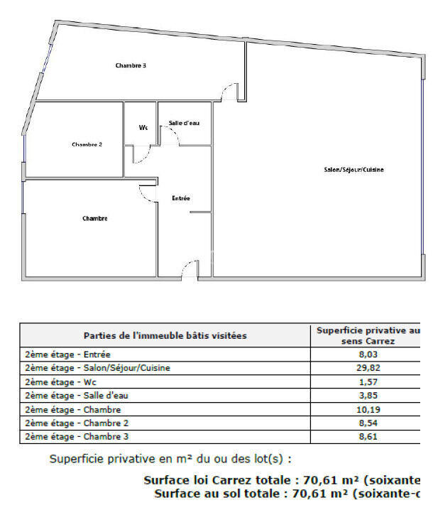 Appartement - 71 m² - 3 pièces