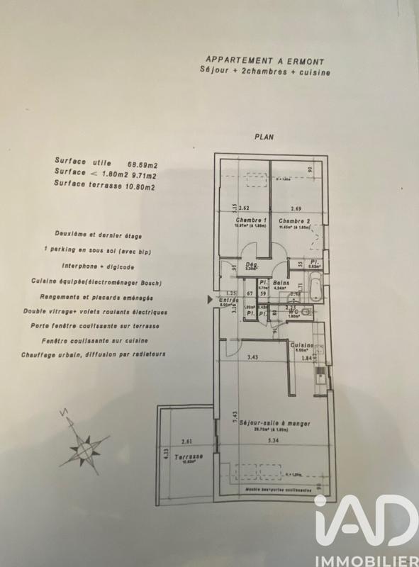 Appartement - 69 m² - 3 pièces