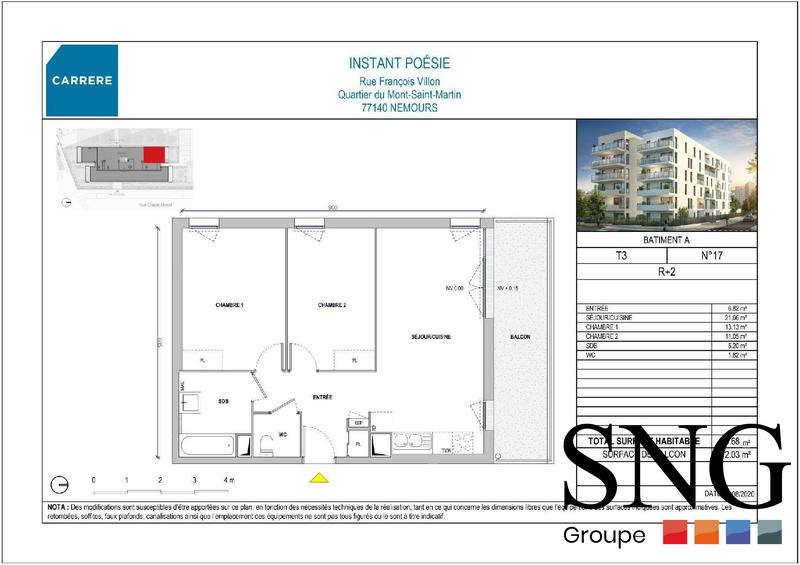 Appartement - 60 m² - 3 pièces