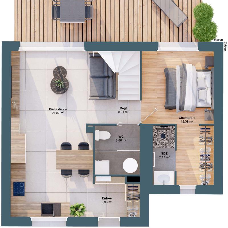 Maison - 77 m² - 5 pièces