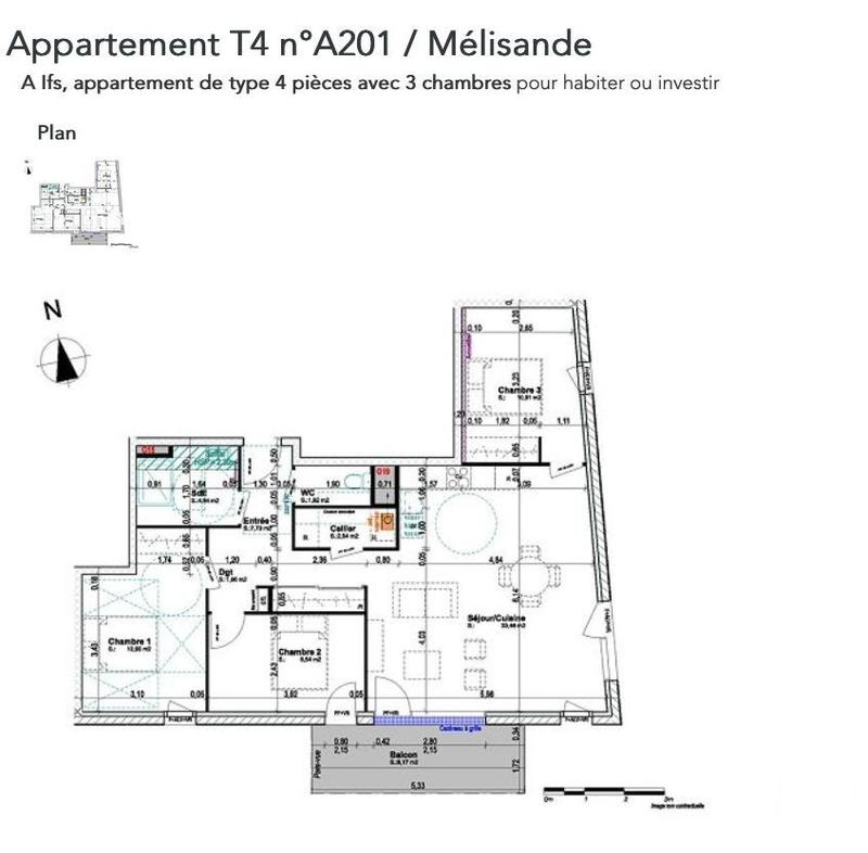 Appartement - 85 m² - 4 pièces