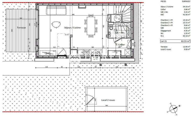 Maison - 83 m² - 5 pièces