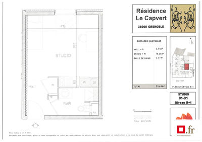 Appartement - 23 m² - 1 pièce
