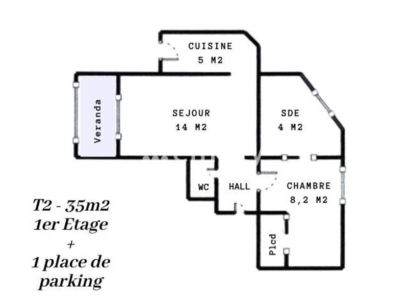Appartement - 35 m² - 2 pièces