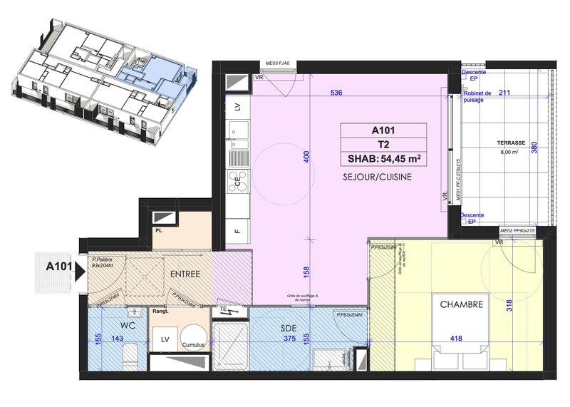 Appartement - 54 m² - 2 pièces