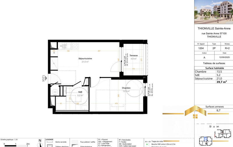 Appartement - 40 m² - 2 pièces