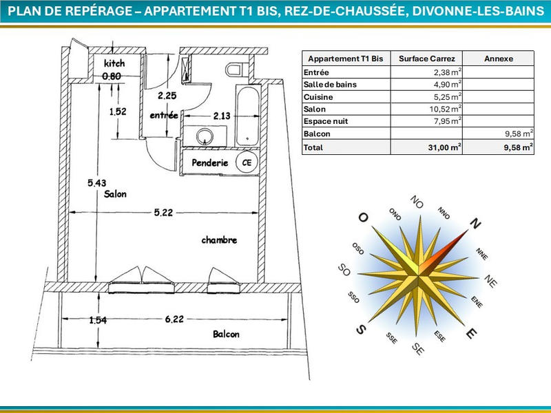 Appartement - 31 m² - 1 pièce