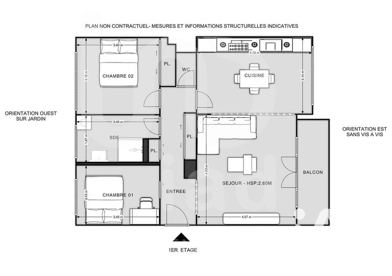 Appartement - 72 m² - 3 pièces