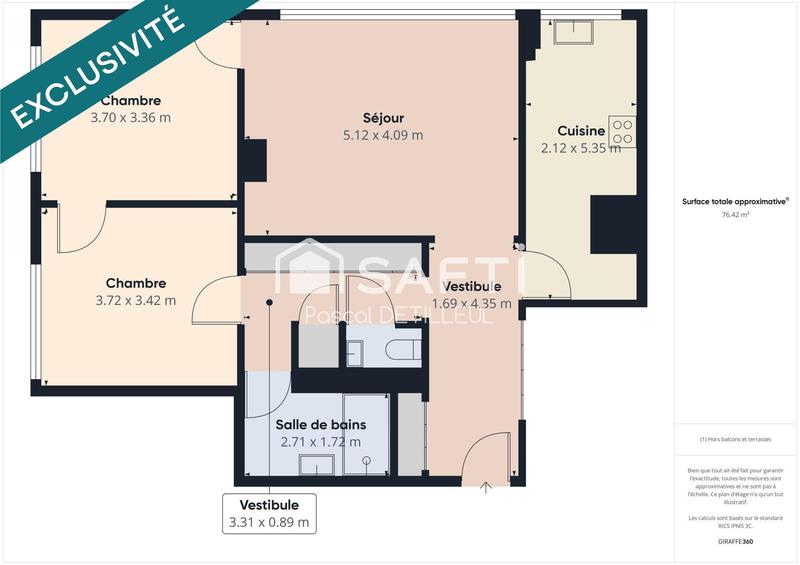 Appartement - 78 m² - 3 pièces