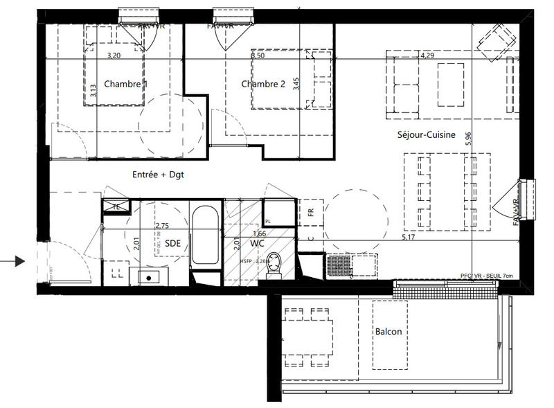 Appartement - 64 m² - 3 pièces