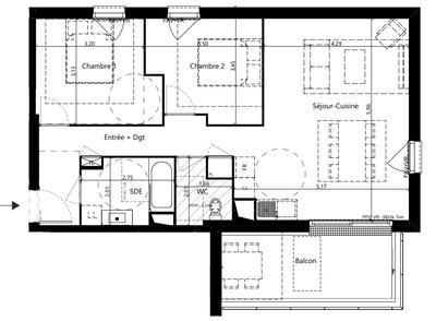 Appartement - 64 m² - 3 pièces