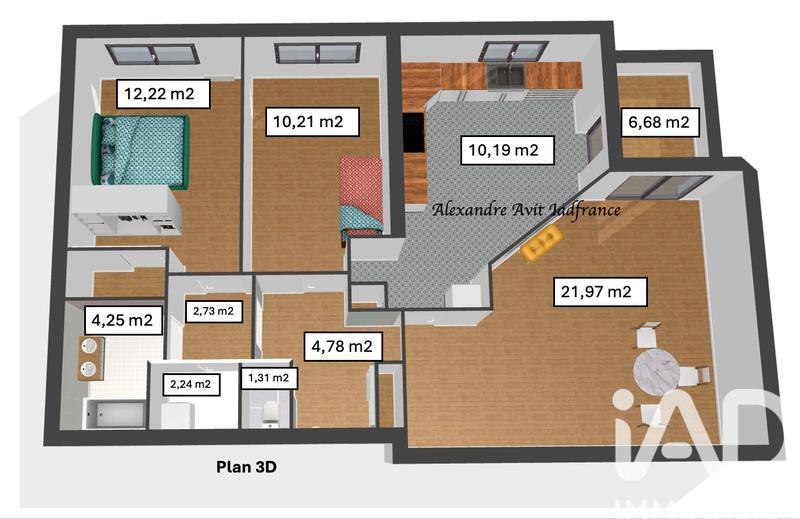 Appartement - 69 m² - 3 pièces