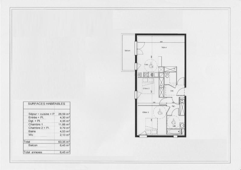Appartement - 63 m² - 3 pièces