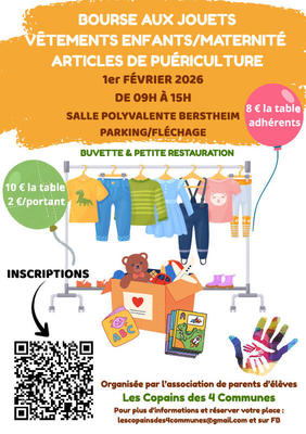 Bourse aux vêtements, jouets et articles de puériculture