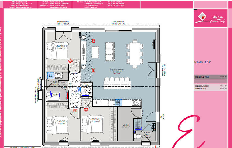 Maison - 90 m² - 5 pièces