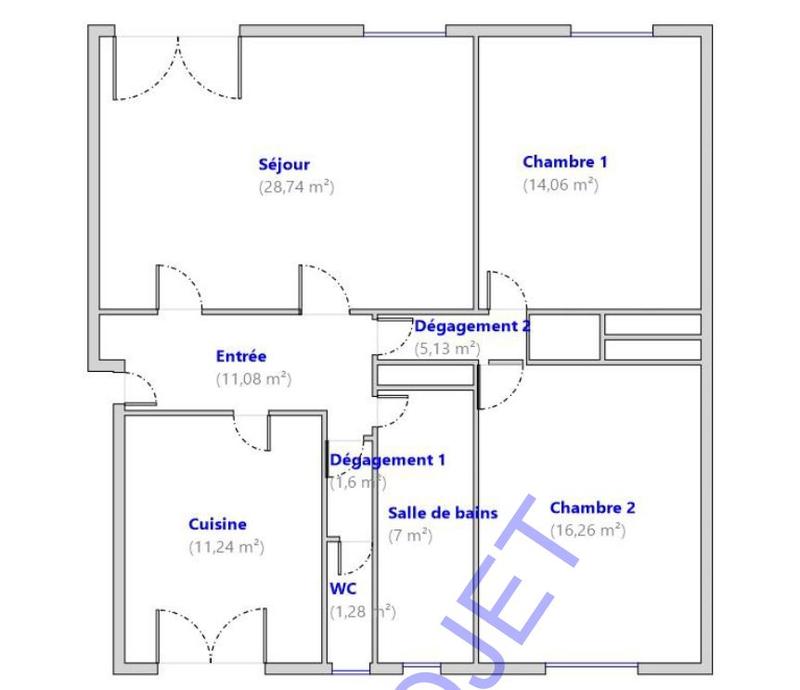 Appartement - 96 m² - 3 pièces