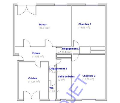 Appartement - 96 m² - 3 pièces