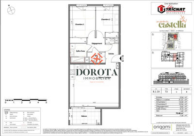 Appartement - 70 m² - 3 pièces