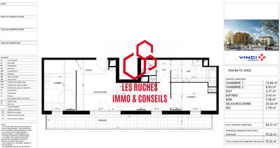 Appartement - 60 m² - 3 pièces