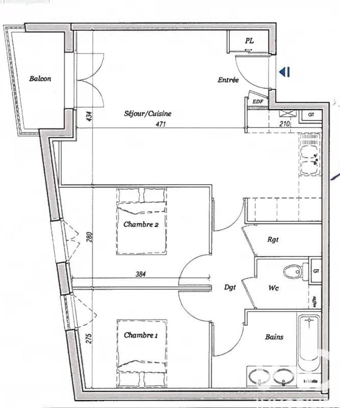 Appartement - 64 m² - 3 pièces