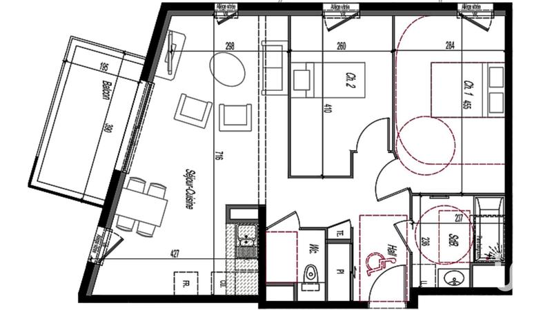 Appartement - 65 m² - 3 pièces