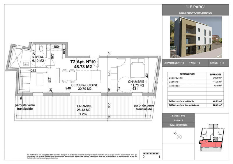 Appartement - 49 m² - 2 pièces