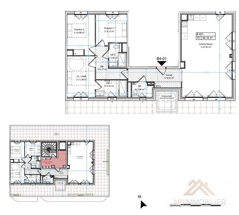 Appartement - 101 m² - 4 pièces