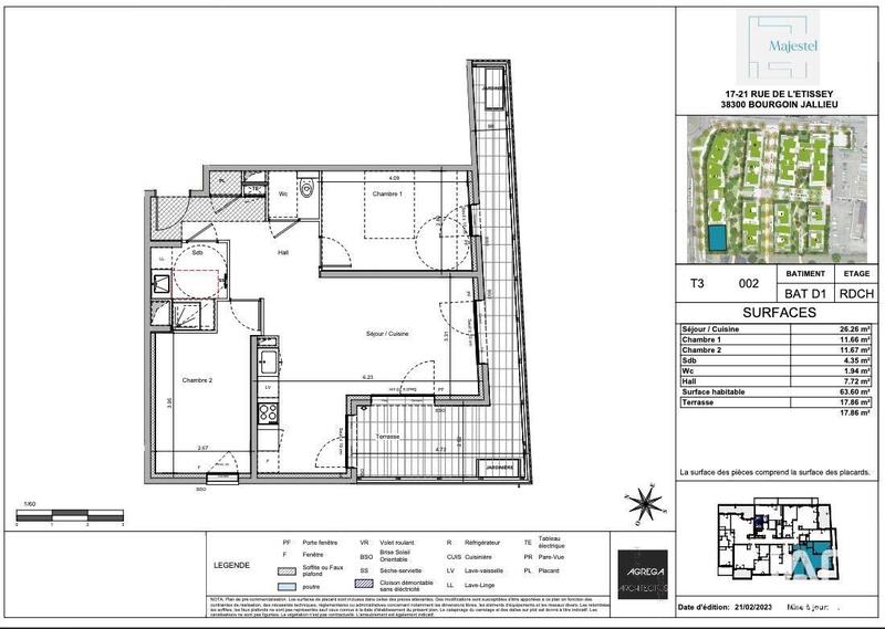 Appartement - 64 m² - 3 pièces