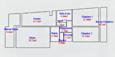 Appartement bourgeois - 74 m² - 3 pièces