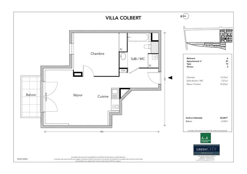 Appartement - 48 m² - 2 pièces