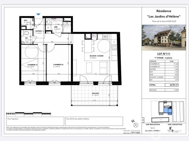 Appartement - 64 m² - 3 pièces