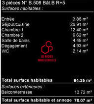 Appartement - 64 m² - 3 pièces